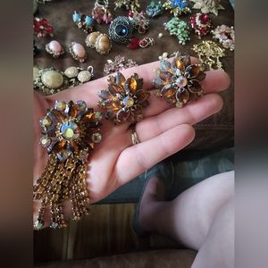 Judy Lea brooch and clip on earring set